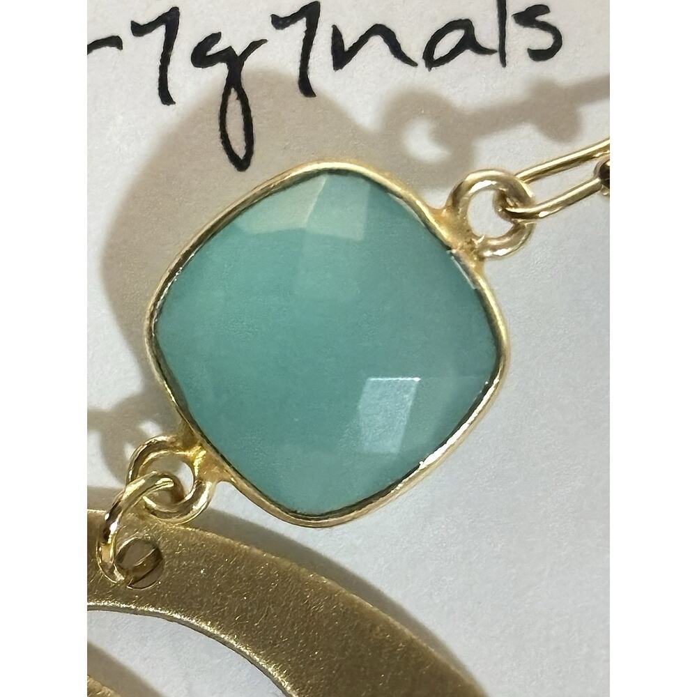 Jennifer Thames Originals Aqua & Gold Statement Earrings - Picture 5 of 5